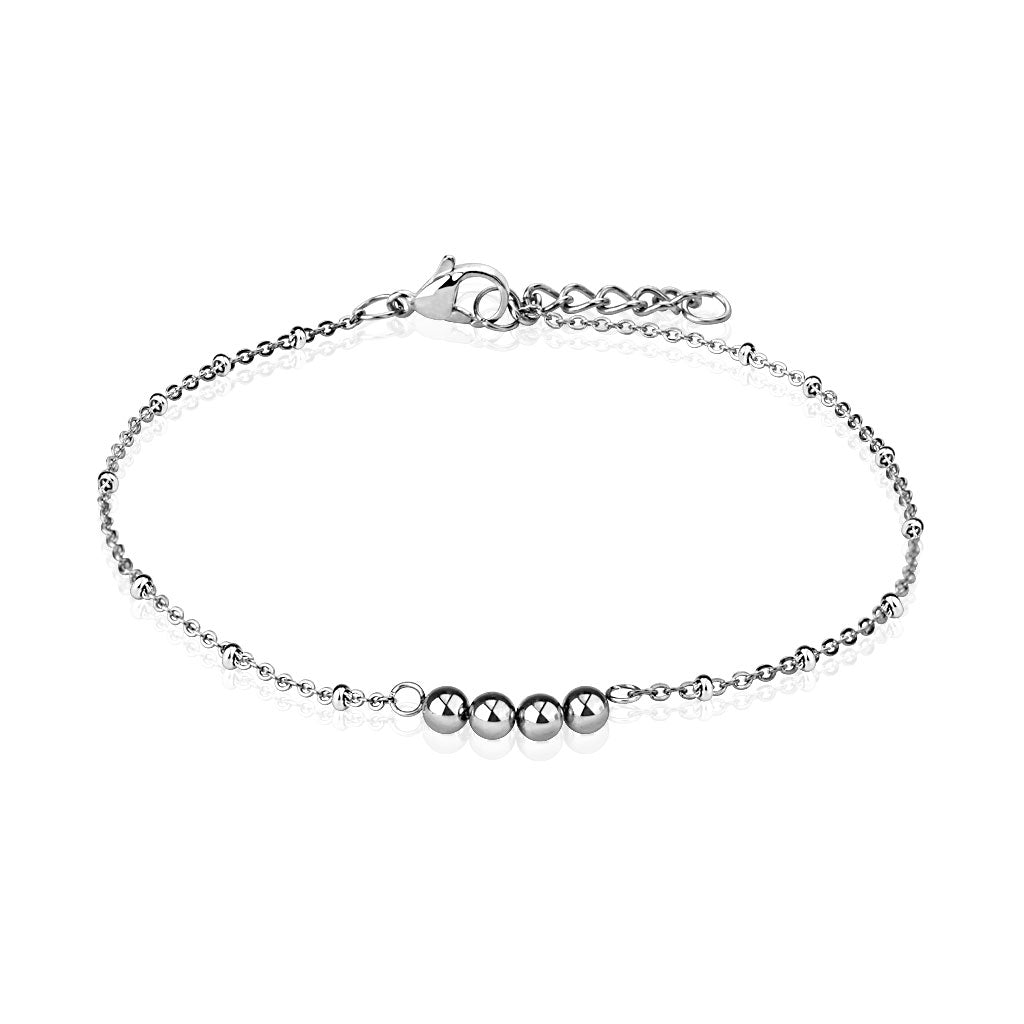 Four Beads 316L Stainless Steel Chain Anklet